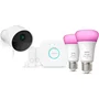 Philips Hue - Kit de démarrage Secure avec caméra filaire 1080p, 2 capteurs de contact, 2 ampoules connectées White et Color Ambiance et pont