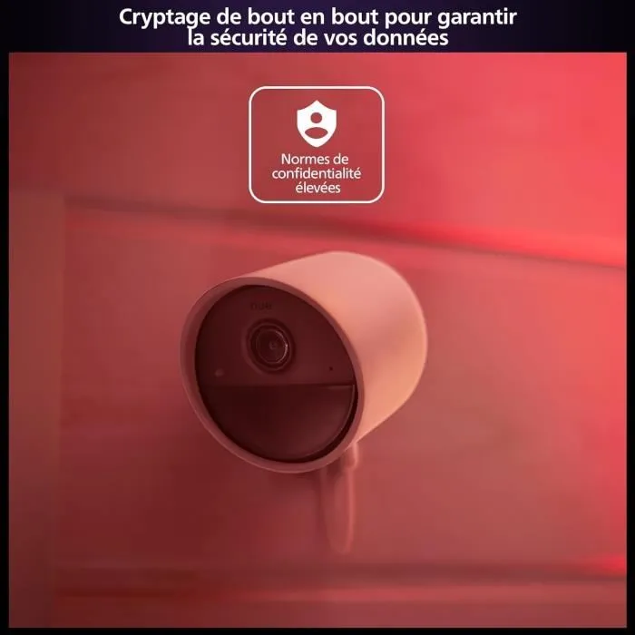 Philips Hue - Kit de démarrage Secure avec caméra filaire 1080p, 2 capteurs de contact, 2 ampoules connectées White et Color Ambiance et pont