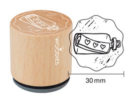 Woodies Tampon en bois et caoutchouc message dans une bouteille 33x30mm