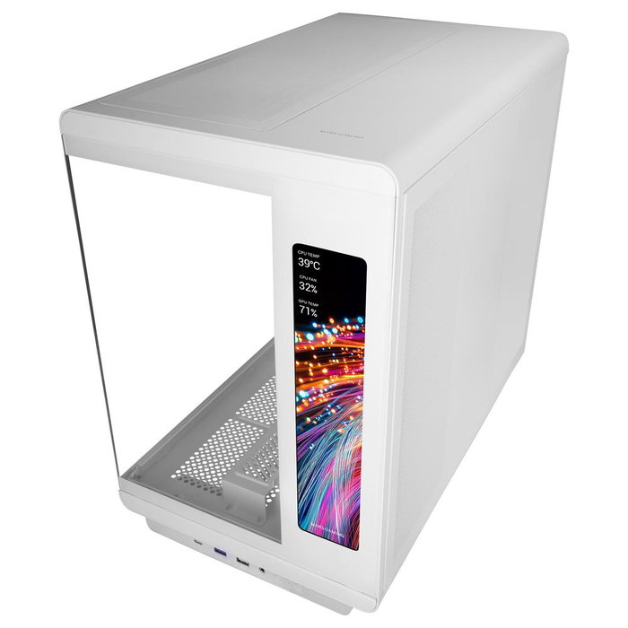 Mars gaming MCREVMAXW Boîtier PC Midi Tower Blanc avec Écran IPS 11,8 pouces