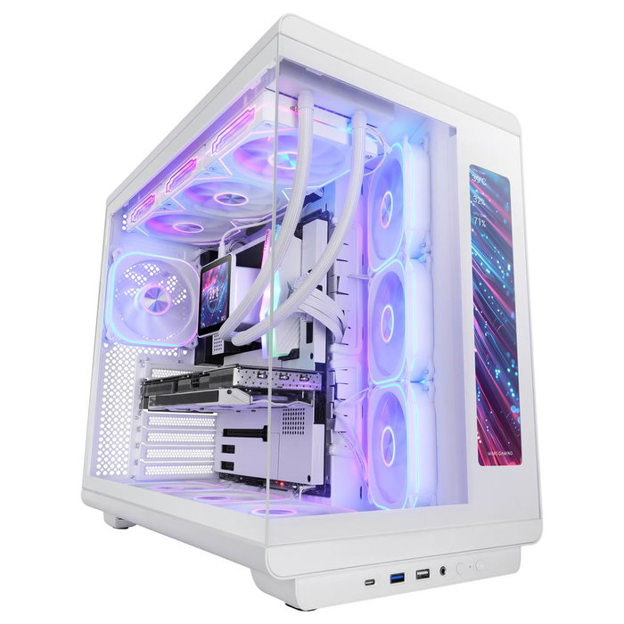 Mars gaming MCREVMAXW Boîtier PC Midi Tower Blanc avec Écran IPS 11,8 pouces