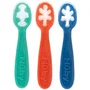 Nuby Lot de 3 premières cuillères bébé en silicone - Bleu / Rouge / Vert - Dès 6 mois