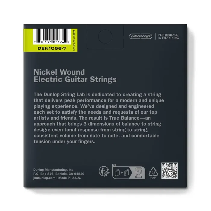 Dunlopst Nickel 7 St. Light 10-56 Jeu de Cordes pour Guitare Électrique