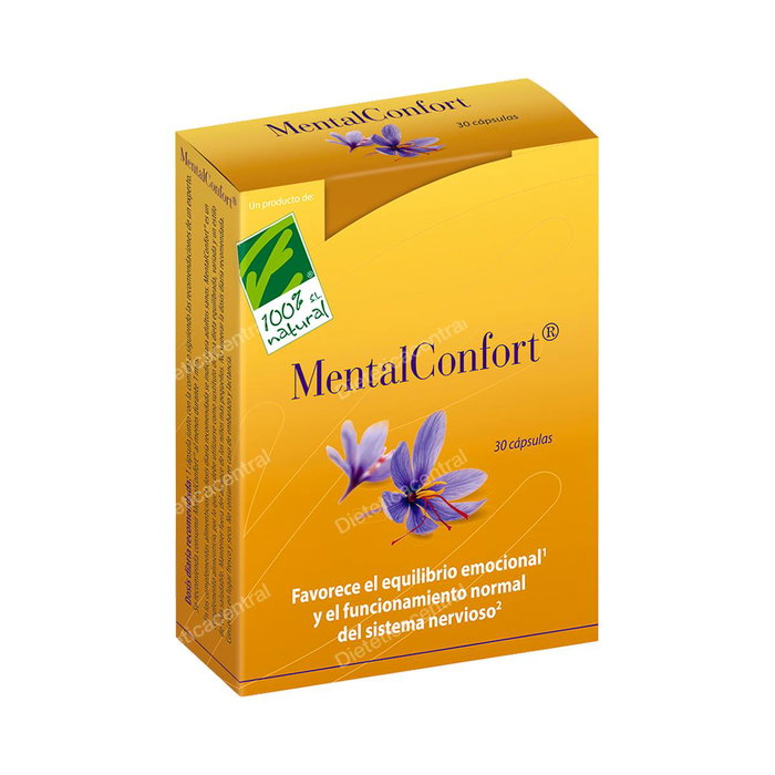 Cien Por Cien Natural Mentalconfort 30 Gélules - Complément Alimentaire Safran Curcuma Vitamines Zinc Système Nerveux Cien Por Cien Natural Mentalconfort 30 Gélules - Complément Alimentaire Safran Curcuma Vitamines Zinc Système Nerveux