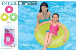 Intex - Bouée cerceau neon 91 cm pour +8 ans - Série limitée modèles assortis en PVC