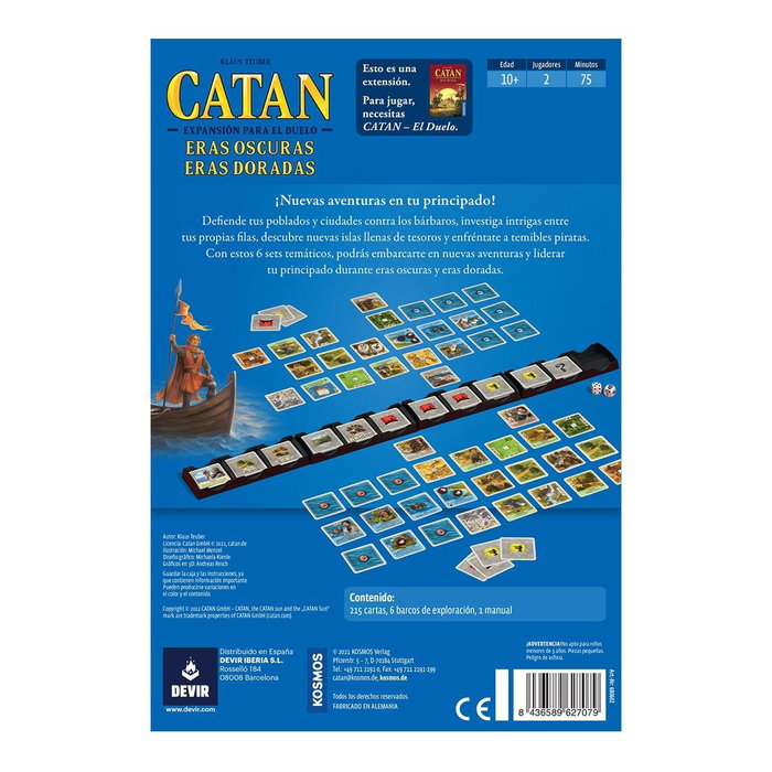 Devir Catan: Le Duel – Extension Ères Sombres et Ères Dorées – Jeu de cartes en espagnol pour 2 joueurs Devir Catan: Le Duel – Extension Ères Sombres et Ères Dorées – Jeu de cartes en espagnol pour 2 joueurs