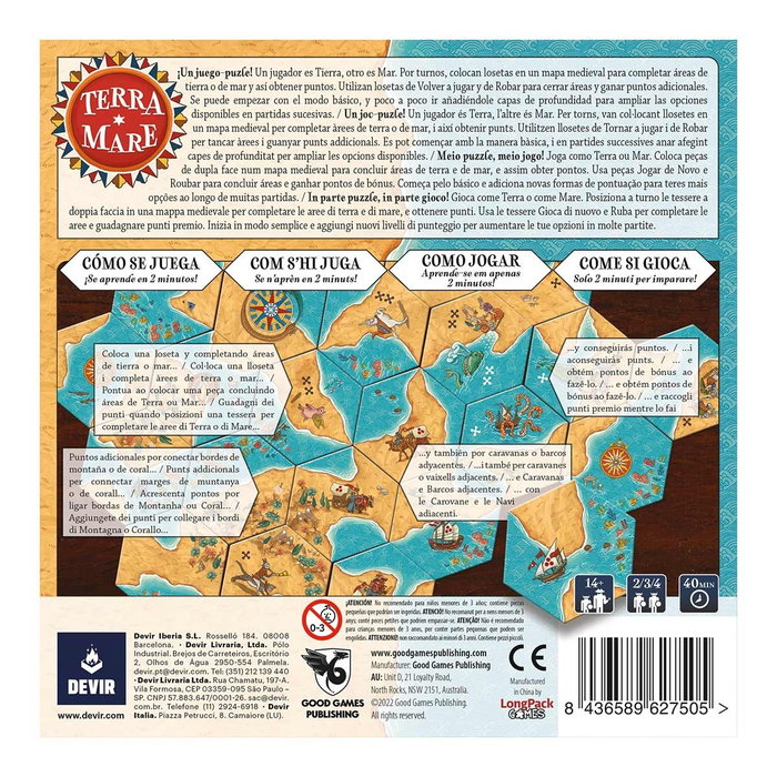 Devir Terra Mare Jeu de Société - Placement de Tuiles, 2 à 4 Joueurs, dès 14 ans, Version Française
