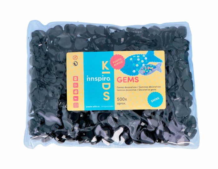 Innspiro Gemmes décoratives acryliques cœur noir opaque 14x14mm 500u. Innspiro Gemmes décoratives acryliques cœur noir opaque 14x14mm 500u.