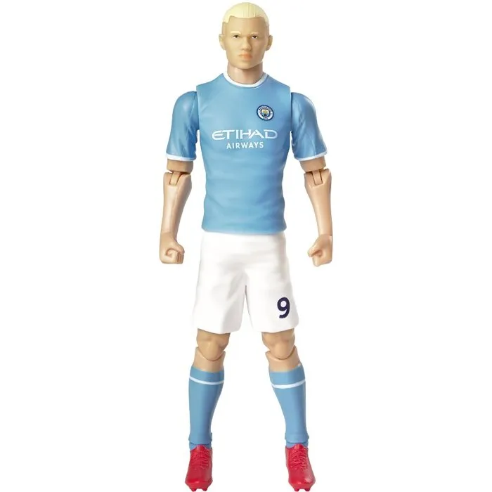 Megableu - Figurine articulée Erling Haaland - Manchester City - Numéro 9 - 20 cm avec 10 points d'articulation - Ballon inclus - Figurine collector