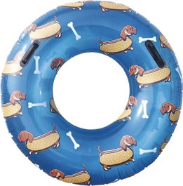Creaciones Llopis Flotador Original, Bouée Gonflable Rueda en Forme de Chien Saucisse avec Poignées, 100 cm, pour Piscine ou Plage