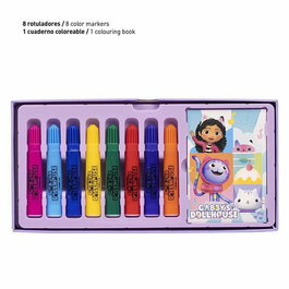 CERDÁ Coffret créatif coloriable La Casa de Muñecas de Gabby - Mallette de papeterie de 27 x 9,5 x 13,5 cm