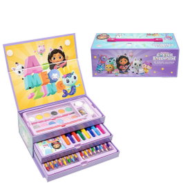 CERDÁ Coffret créatif coloriable La Casa de Muñecas de Gabby - Mallette de papeterie de 27 x 9,5 x 13,5 cm