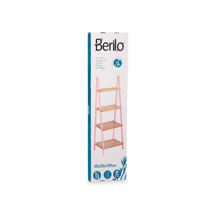 BERILO Étagère Escaliers 4 Étagères Bambou Rose