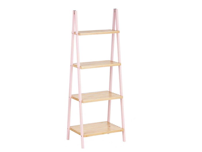 Berilo Étagère Escalier 4 Niveaux Bambou Rose Naturel 40x109x30 cm