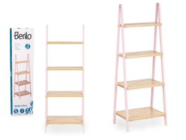 Berilo Étagère Escalier 4 Niveaux Bambou Rose Naturel 40x109x30 cm