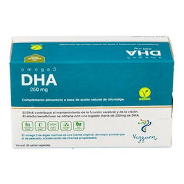 VEGGUNN Dha Omega 3 60Cap. Complément Alimentaire Vegan DHA 250mg Acide Docosahexaénoïque Gélules Softgel