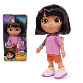 Spin Master Poupée Interactive Dora La Exploradora - Chante et Explore avec Phrases Bilingues, Cheveux à Coiffer et Accessoires, Jouet Enfant 3 Ans et Plus 6073379