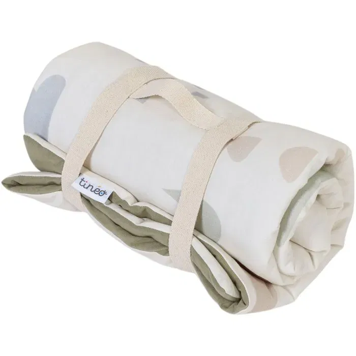 Tineo Tapis de jeu nomade pour bébé - 100 x 100 cm - Motif Dinosaures - Coton doux - Sangle de transport - Éveil et découverte