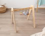 KioKids - Portique d'éveil en bois pour bébé dès 2 mois avec 3 jouets suspendus (hochet, sifflet, miroir) - Gimnasio Infantil de Madera - Beige