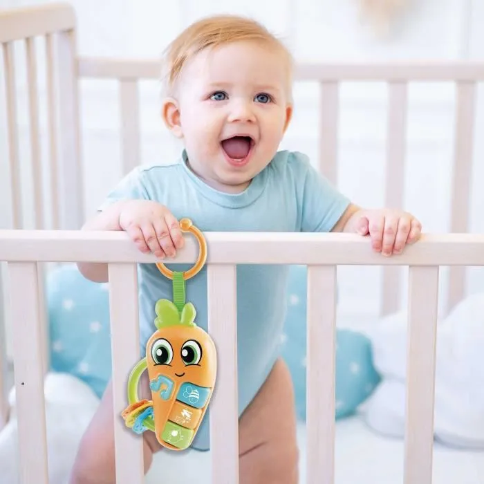 Lisciani Giochi Hochet Électronique CAROTINA BABY, avec Mélodies, Bruits d'Animaux et Anneaux de Dentition pour Bébé dès 3 Mois