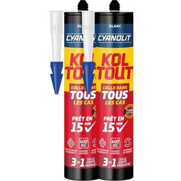 Cyanolit Lot de 2 mastic-colle polymère Total Tech blanc 290 ml