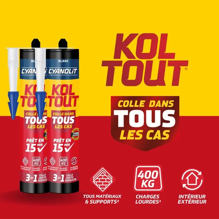 Cyanolit Lot de 2 mastic-colle polymère Total Tech blanc 290 ml Cyanolit Lot de 2 mastic-colle polymère Total Tech blanc 290 ml