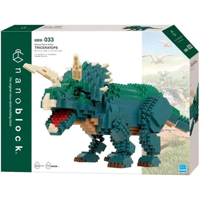 BANDAI NANOBLOCK - Figurine en briques de construction Triceratops Deluxe, modèle détaillé avec 930 pièces, à partir de 12 ans