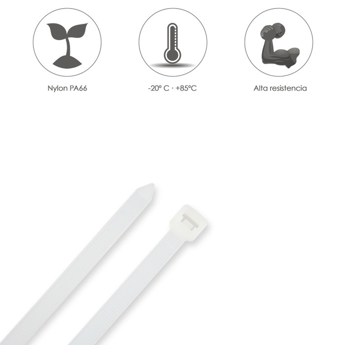 WOLFPACK LINEA PROFESIONAL Lot de 100 Colliers de Serrage Nylon 3,6 x 370 mm Blanc / Naturel