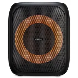 MEDION Enceinte de fête Bluetooth portable 50W RMS - Anneau LED multicolore, Micro inclus, 15h autonomie, IPX4, TWS, Karaoké