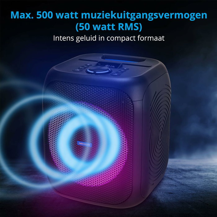 Medion Enceinte Compacte 50W RMS Noir avec Anneau LED