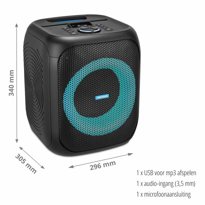 Medion Enceinte Compacte 50W RMS Noir avec Anneau LED