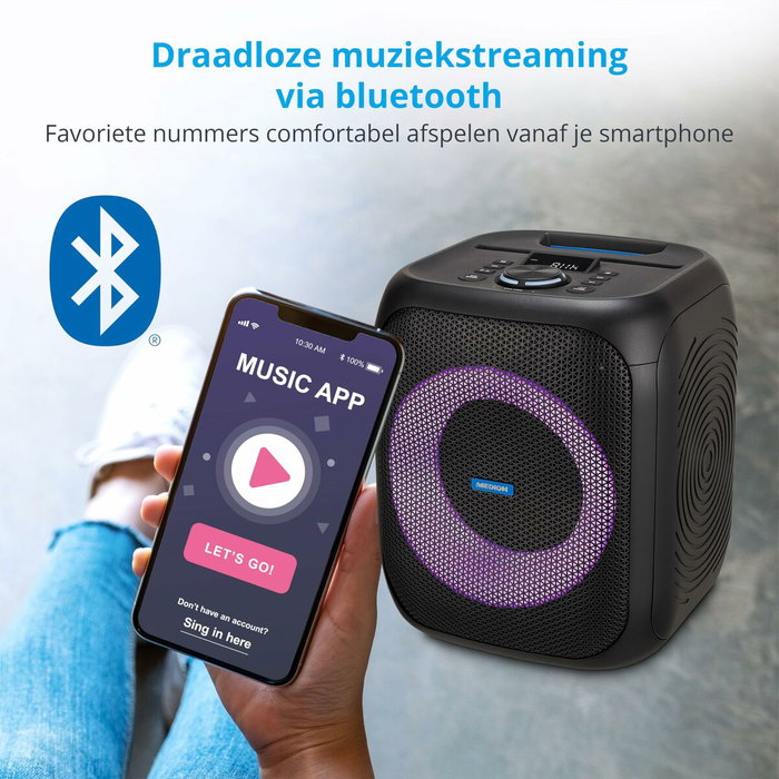 Medion Enceinte Compacte 50W RMS Noir avec Anneau LED
