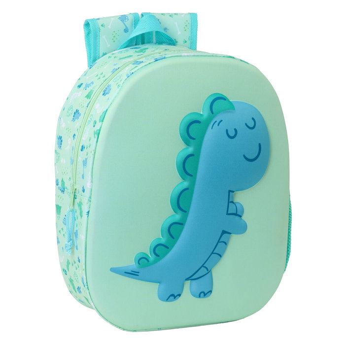 Safta Sac à dos enfant Dino 3D Menthe 27x33x10 cm