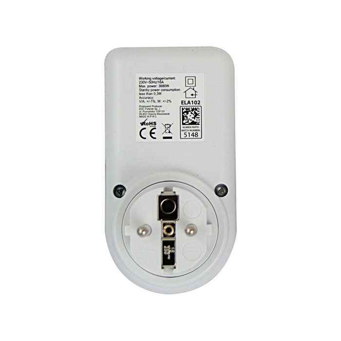 Esperanza Prise avec moniteur de consommation électrique ELA102 Blanc 3680 W Esperanza Prise avec moniteur de consommation électrique ELA102 Blanc 3680 W