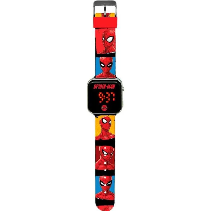 Kids Licensing Montre LED Spiderman SPD4903 pour Enfant avec Affichage Heure/Date, Changement de Fond d'Écran, Pile CR2032 Incluse