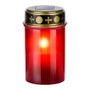 Grundig Bougie pour cimetière avec lumière LED solaire rouge, Ø6,5 x 12 cm, lumière chaude