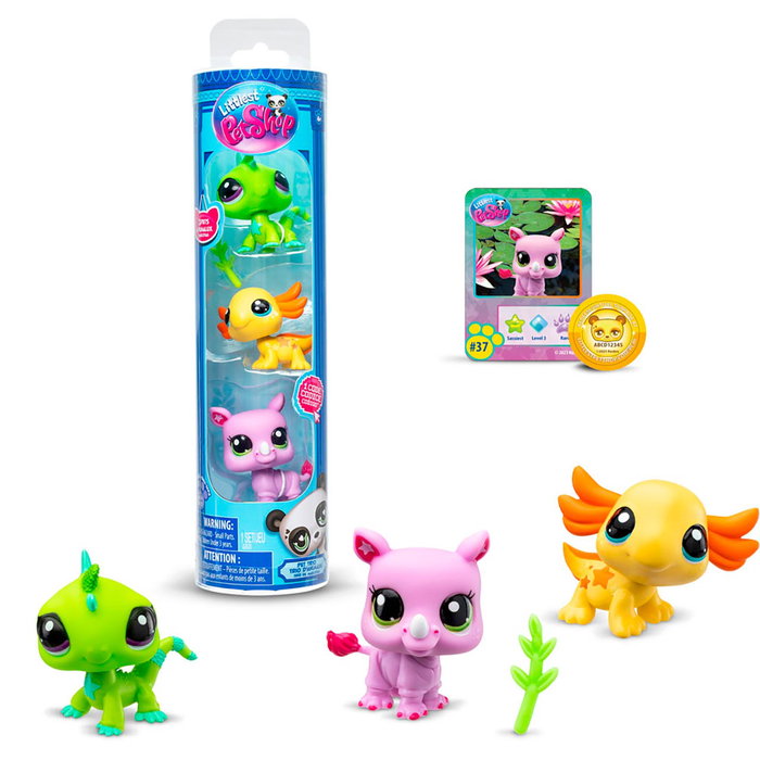 Bandai Littlest Pet Shop - Pack de 3 Figurines de Mascotas avec Accessoire - Set de Jouets pour Enfants +4 Ans - Référence BF00550