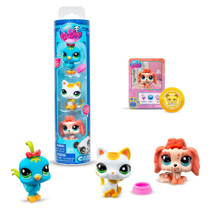 Bandai Littlest Pet Shop - Pack de 3 Figurines de Mascotas avec Accessoire - Set de Jouets pour Enfants +4 Ans - Référence BF00550