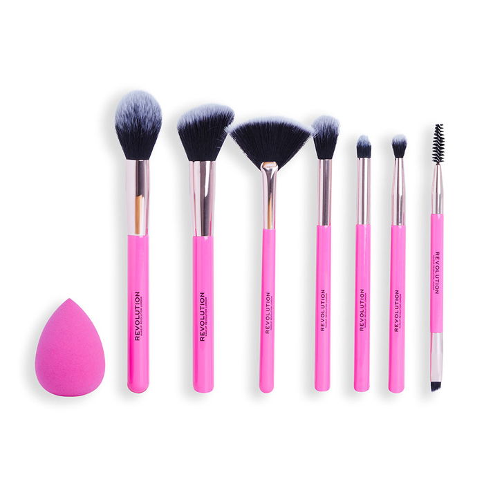 Revolution Make Up THE BRUSH EDIT GIFT LOTE Kit Cadeau 8 Pièces Pinceaux Maquillage Essentiels