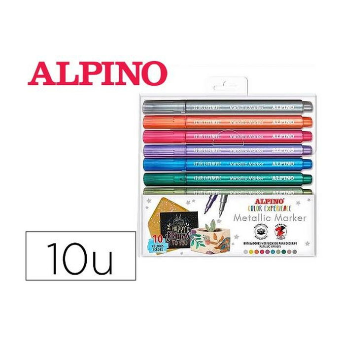 Ensemble de Marqueurs Alpino Multicouleur Métallisé 10 Unités