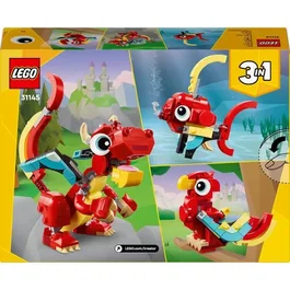 Lego 31145 Creator 3en1 Le Dragon Rouge Jouet de Construction avec 3 Modèles : Dragon Rouge, Poisson et Phénix