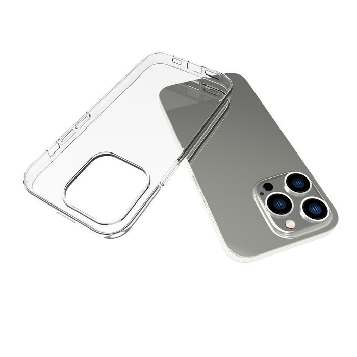 eSTUFF Coque transparente TPU pour iPhone 14 Pro - Compatible avec la charge sans fil QI - Protection complète, mince et légère
