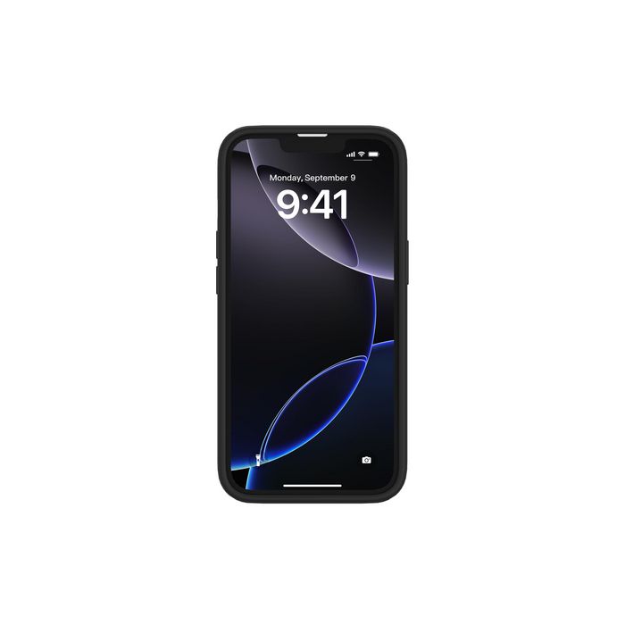 eSTUFF Coque silicone iPhone 14 INFINITE RIGA - Noir - 93% matière recyclée - Protection chute 1.2 m - Doublure microfibre