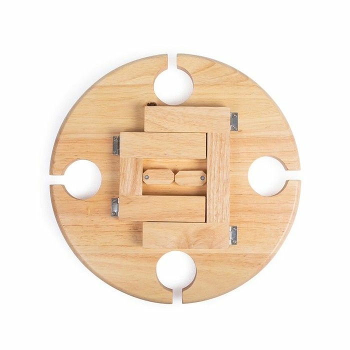 Livoo Plateau apéritif MES150 Beige Ronde en bois d'hévéa avec pieds pliables