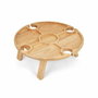 Livoo Plateau apéritif MES150 Beige Ronde en bois d'hévéa avec pieds pliables