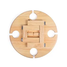 Livoo Plateau apéritif MES150 en bois d'hévéa avec compartiment séparateur et 4 encoches pour verres, pieds pliables