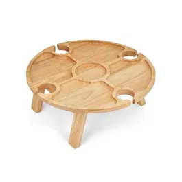 Livoo Plateau apéritif MES150 en bois d'hévéa avec compartiment séparateur et 4 encoches pour verres, pieds pliables