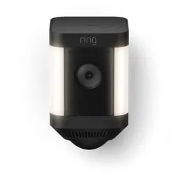 Ring Spotlight Cam Plus, Caméra de surveillance extérieure sur secteur Noir, Détection de mouvement, Vision nocturne couleur, Champ de vision 140 degrés