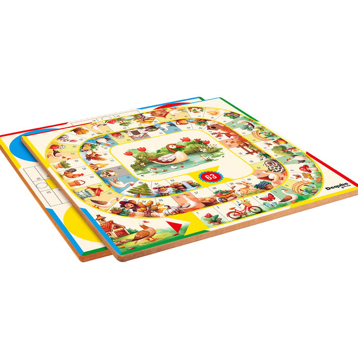 DEQUBE Parchís Oca avec Accessoires - Set Complet Deux Jeux Traditionnels de Société pour Famille, 5+, Réf. D00330