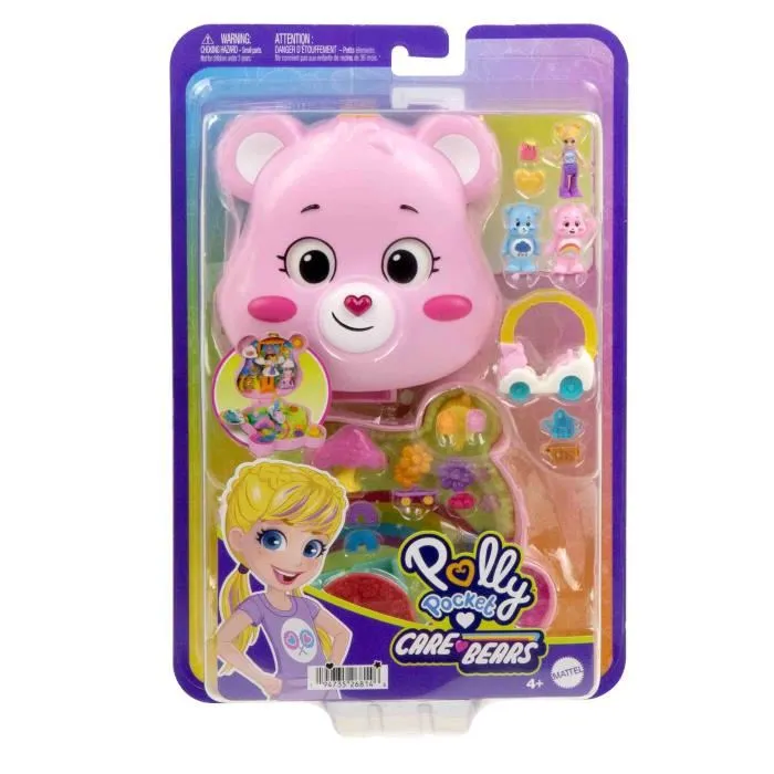 Mattel Polly Pocket Cofre Osos Amorosos avec poupée Polly et 3 figurines miniatures, jouet pour enfants dès 4 ans, Jcc14